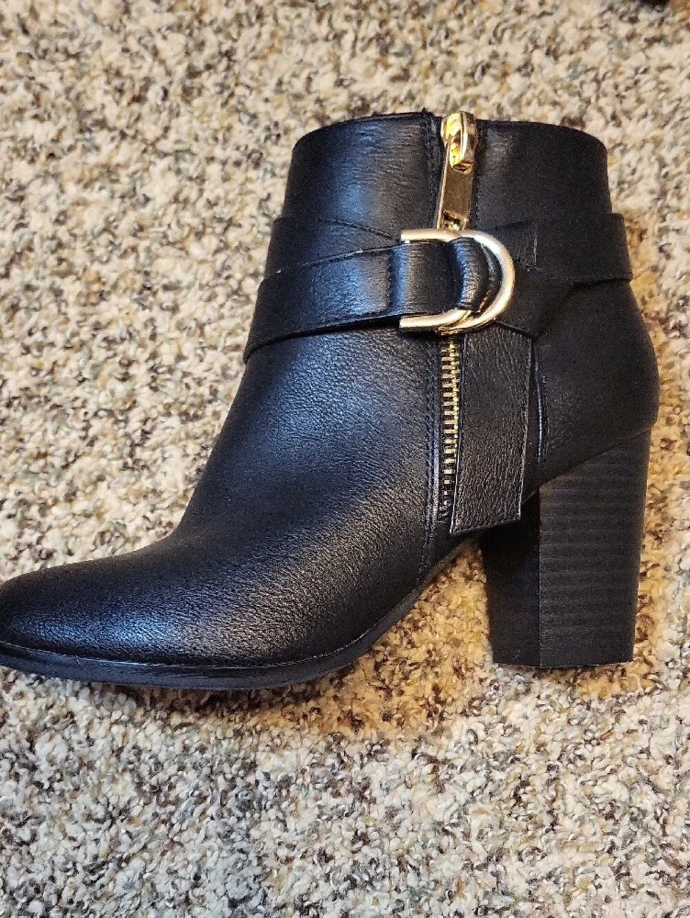 Apt. 9 Black Ankle Booties with Gold Buckle Detail